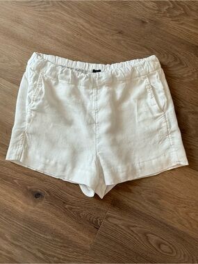 J. Crew White High-Waist Linen Blend Shorts